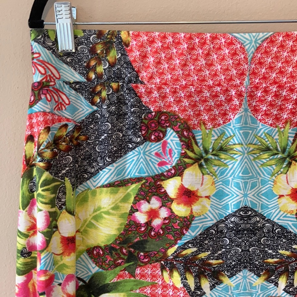 HP!💎 INC., NWT Skirt, Tropical Print, Palm Leaves, Midi, Hi-Lo, Jersey, Size XL - Picture 3 of 11